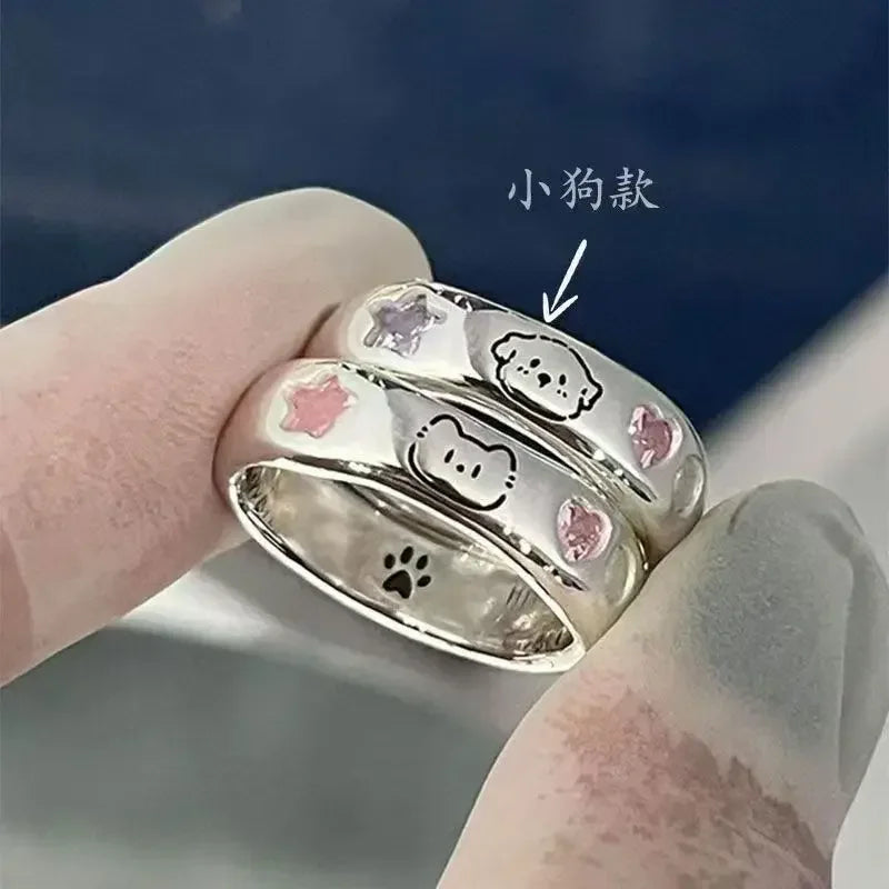 Kawaii Adjustable Cat or Dog Cartoon Alloy Ring