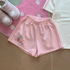 Kawaii Pink Cartoon Print Shorts