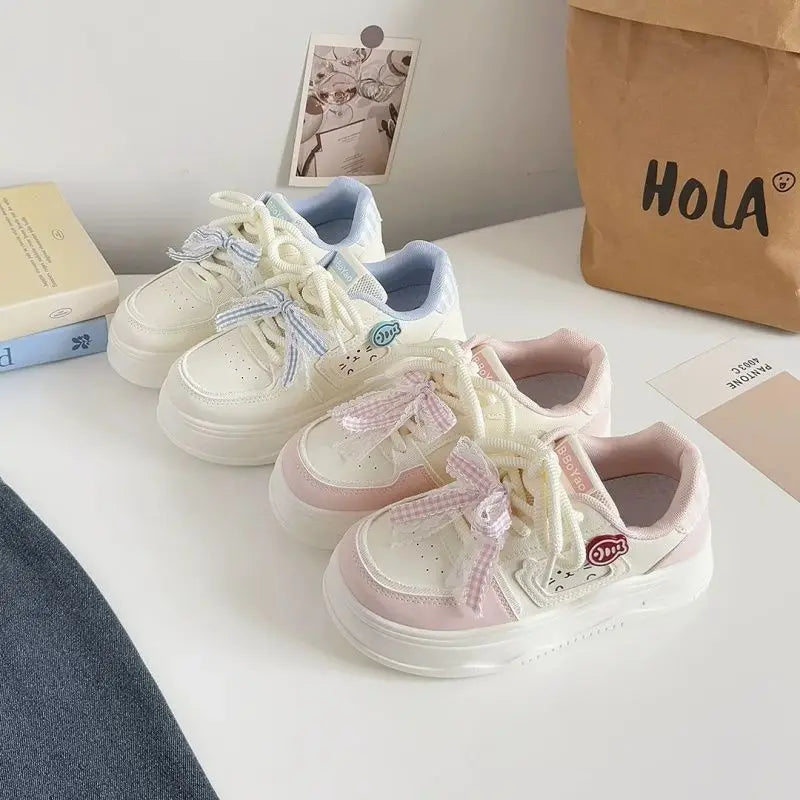 Kawaii Cat & Fish Lace-Up Platform Sneakers