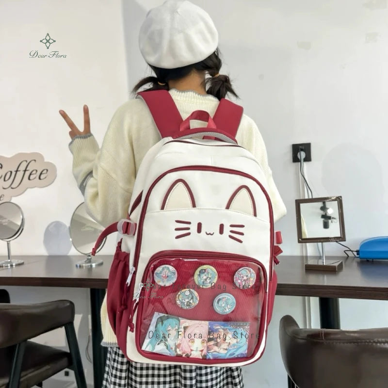 Kawaii Cat Ita Backpack with Transparent Display Pocket