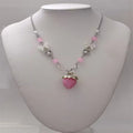 Kawaii Pink Strawberry Pendant Necklace with Bow and Heart Details