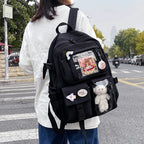 Kawaii Multi-Pocket Nylon Backpack with Laptop Compartment