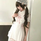 Kawaii White Sweet Lolita Ruffle Mini Dress with Peter Pan Collar