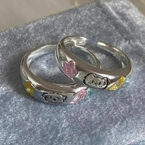 Kawaii Adjustable Cat or Dog Cartoon Alloy Ring