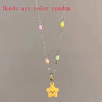 Kawaii Colorful Beaded Star Pendant Necklace