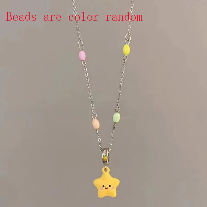 Kawaii Colorful Beaded Star Pendant Necklace