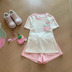 Kawaii Pink Cartoon Print Shorts