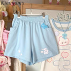Women's Kawaii Cartoon Cat High-Waisted Shorts