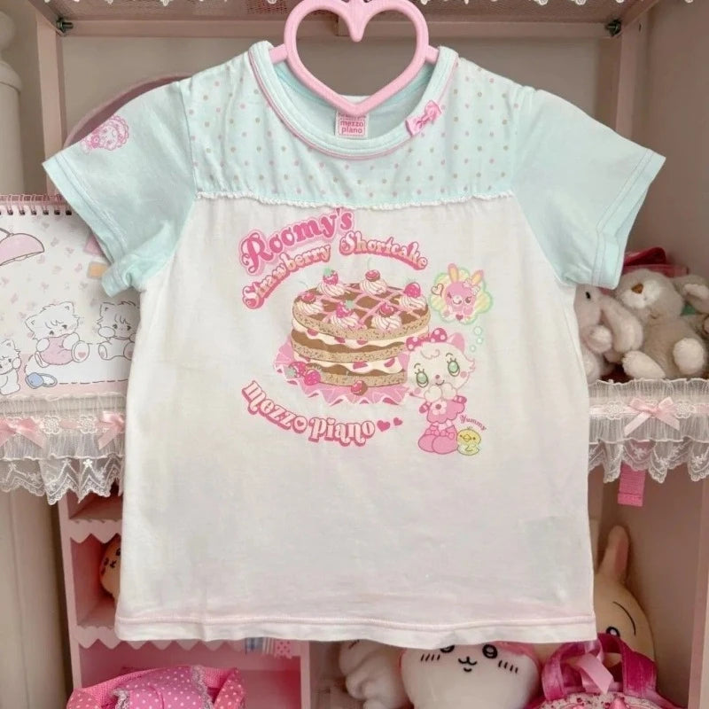 Women's White Kawaii Graphic T-Shirt – Short Sleeve Slim Fit
