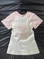 Kawaii Women’s Pink Star Sleeve Graphic T-Shirt