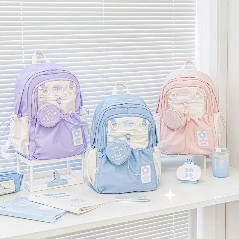 Kawaii Multi-Compartment Backpack with Mini Pouch
