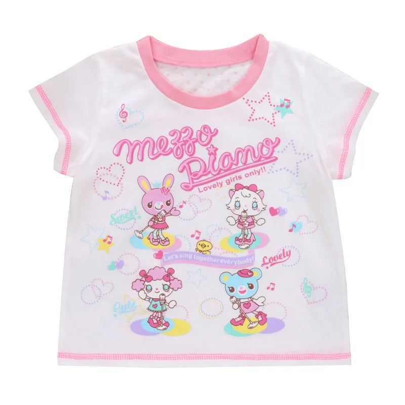 Kawaii Girls' Mezzopiano Cartoon Graphic Short-Sleeve T-Shirt