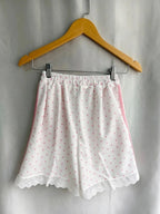 Kawaii Women's Strawberry Embroidered Star-Print Shorts with Lace Trim
