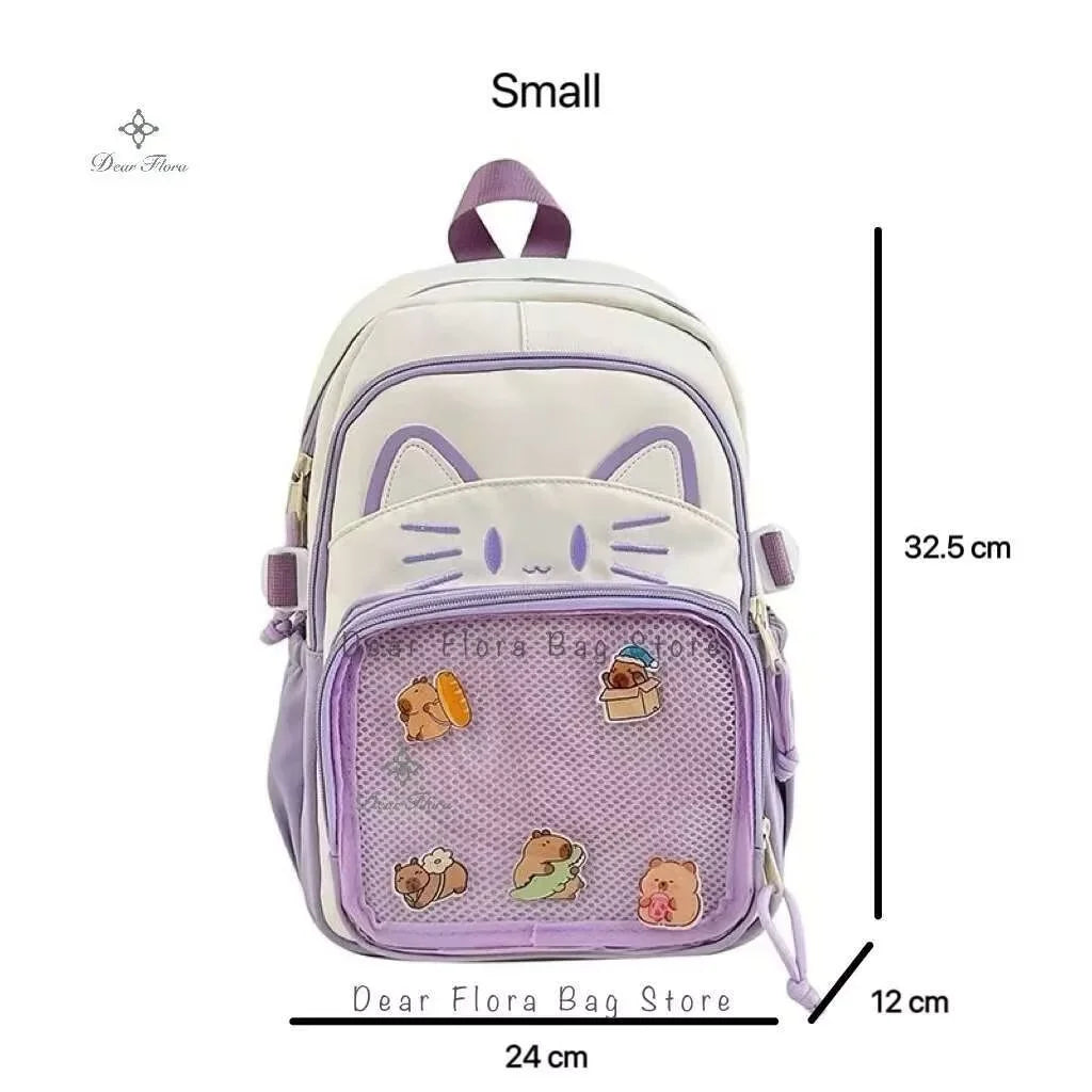 Kawaii Cat Ita Backpack with Transparent Display Pocket