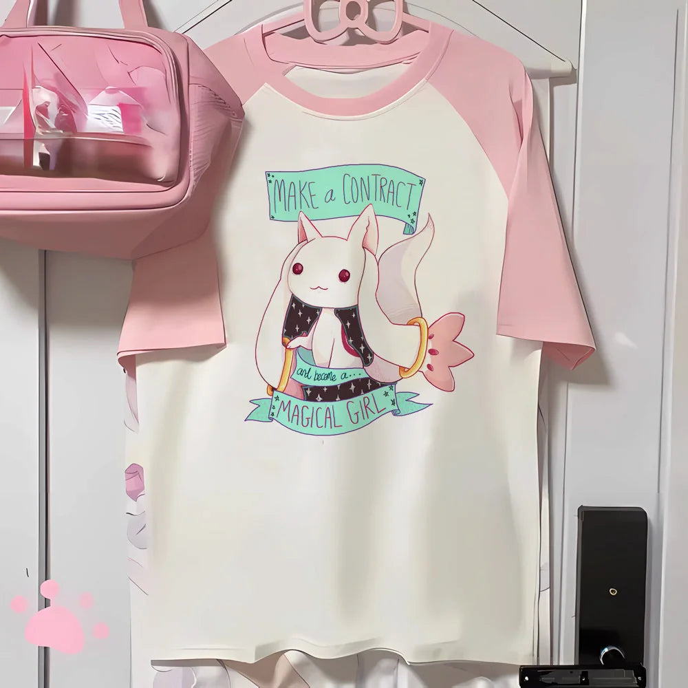 Kawaii Women's Anime Cartoon Graphic T-Shirt – Short-Sleeve O-Neck Tee