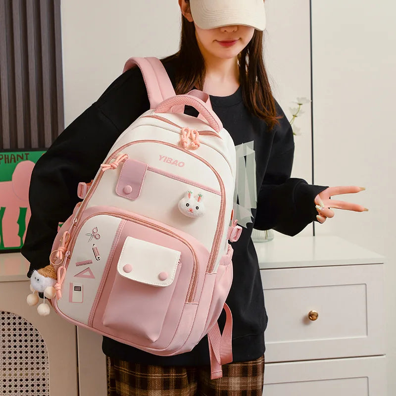 Kawaii Rabbit Backpack with Multiple Pockets – Color Options