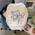 Kawaii White Cat Graphic Knitted Pullover Sweater