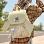 Kawaii Rabbit-Ear Ita Backpack with Transparent Front Pocket