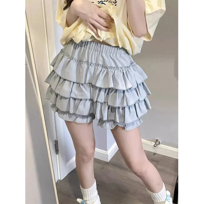 Kawaii Y2K Ruffle Mini Skirt with Bow Details
