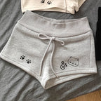Kawaii Cat Graphic Drawstring Shorts