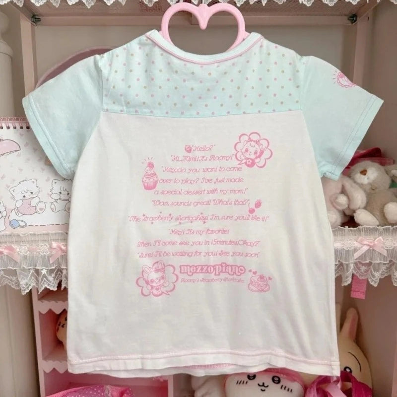 Women's White Kawaii Graphic T-Shirt – Short Sleeve Slim Fit