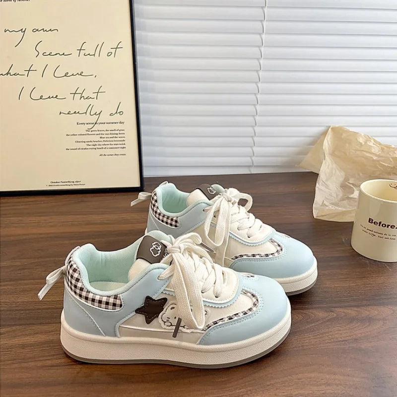 Kawaii Women's Cute Printed Lace-Up Sneakers