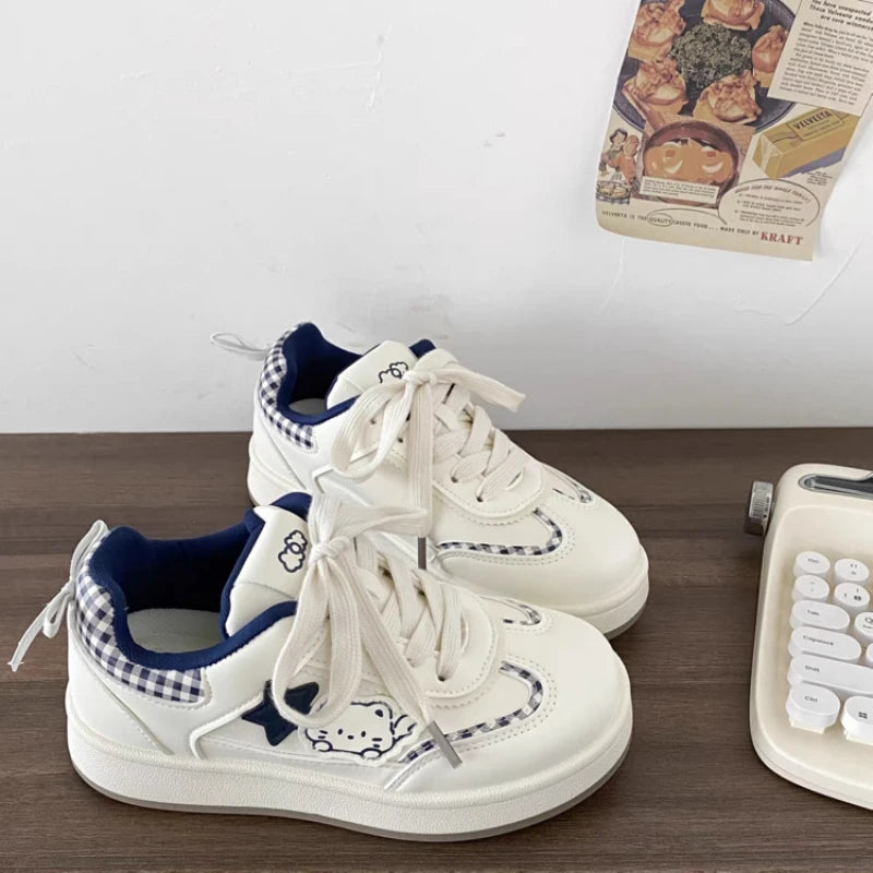 Kawaii Women's Cute Printed Lace-Up Sneakers