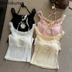 Kawaii Cartoon Lace Trim Camisole Top