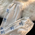 Kawaii Heart Embroidered Wide-Leg Pants