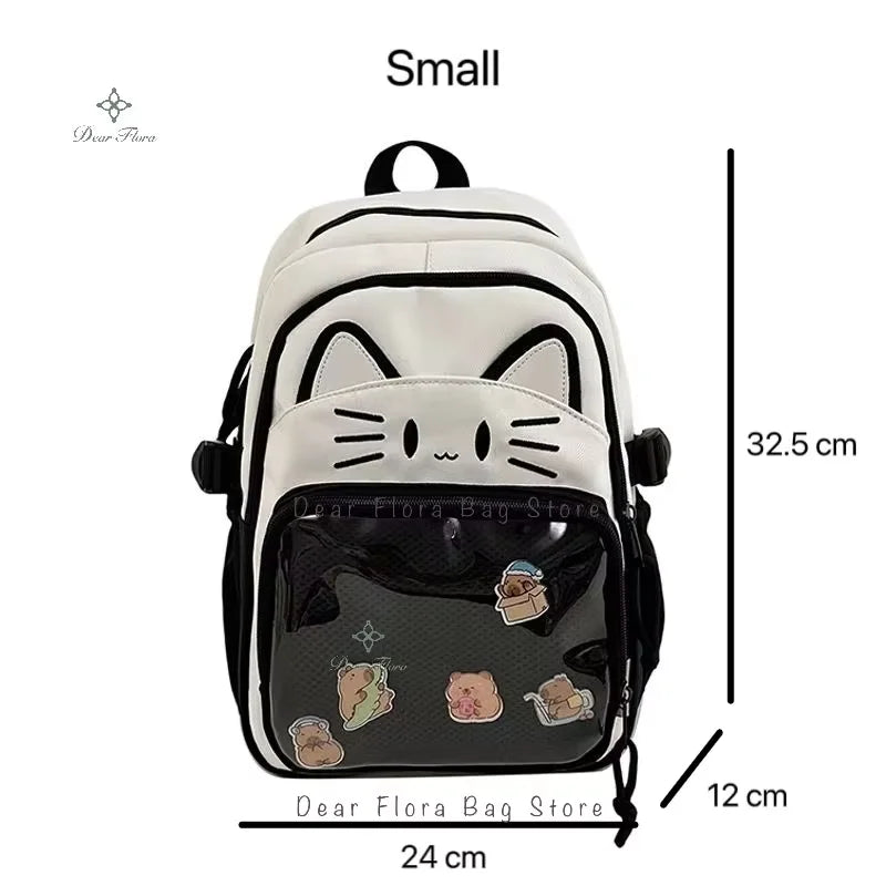Kawaii Cat Ita Backpack with Transparent Display Pocket
