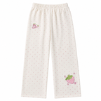 Strawberry Embroidered Wide-Leg Pants with Elastic Waist
