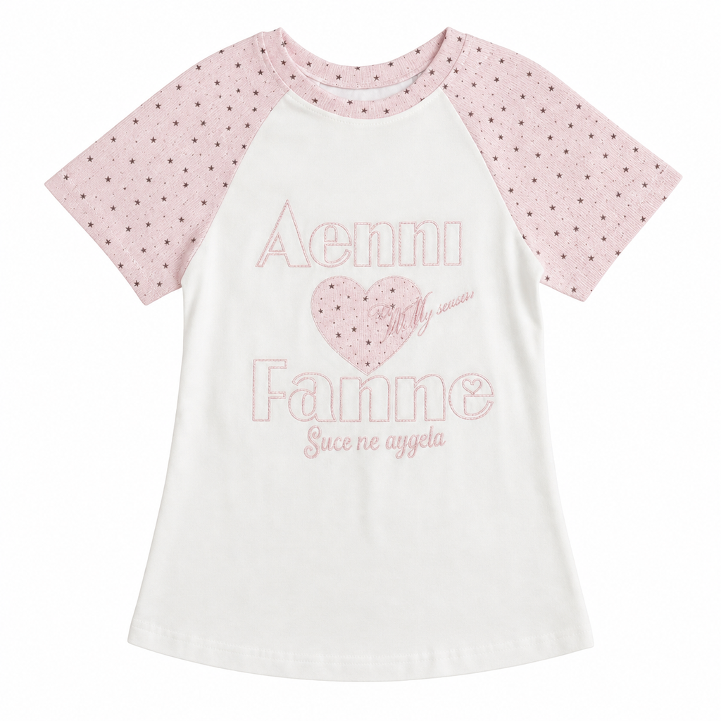 Women’s Pink Star Sleeve Graphic T-Shirt