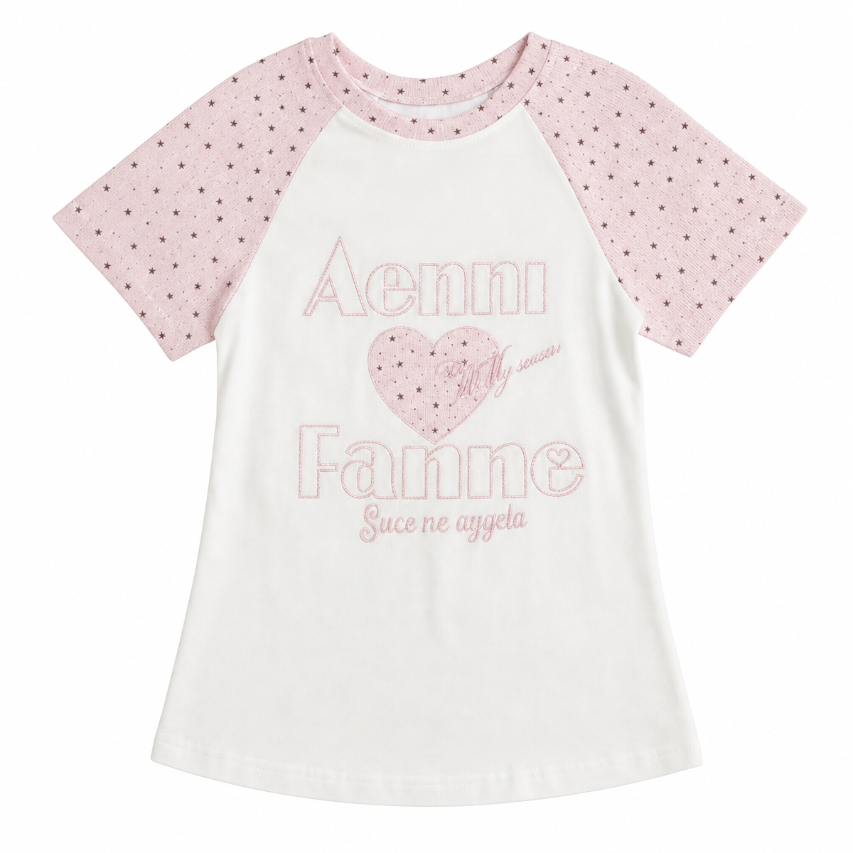 Women’s Pink Star Sleeve Graphic T-Shirt