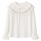 Women's Lolita Lace Ruffle Bow Long-Sleeve T-Shirt