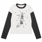 Women's Cartoon Star Graphic Long-Sleeve T-Shirt with Striped Sleeves