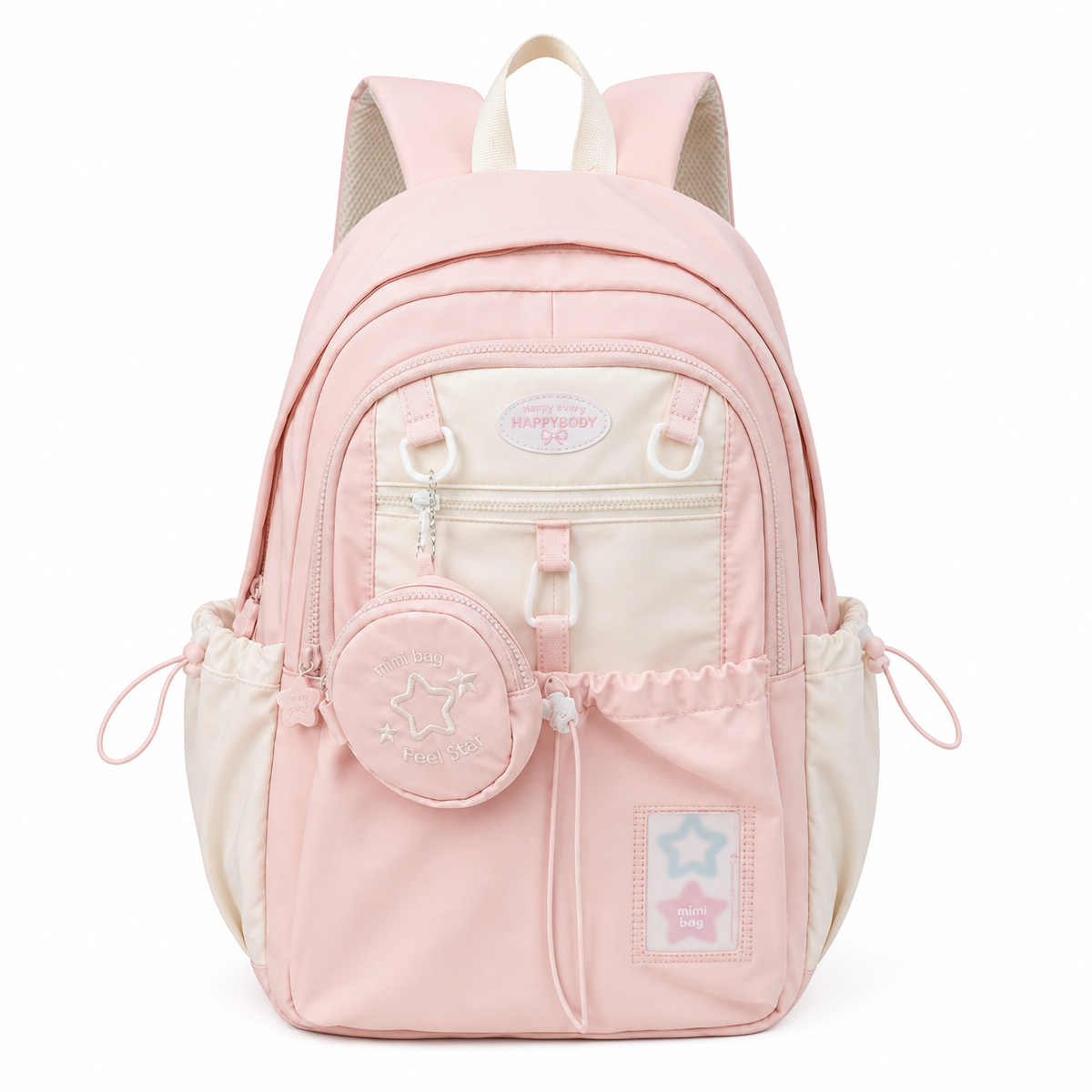 Kawaii Multi-Compartment Backpack with Mini Pouch
