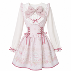 Kawaii Sweet Lolita Pink Print Dress with Peter Pan Collar
