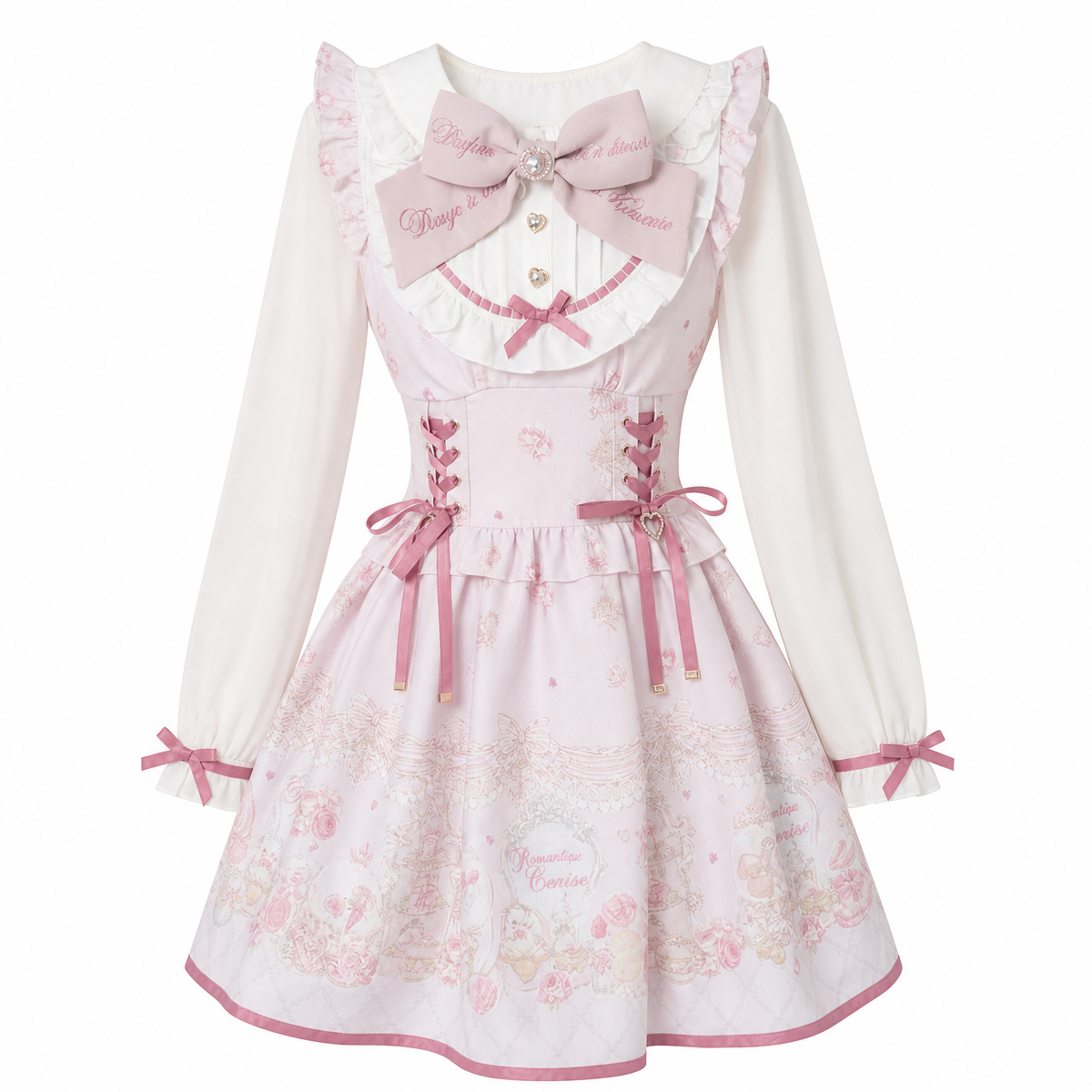 Kawaii Sweet Lolita Pink Print Dress with Peter Pan Collar