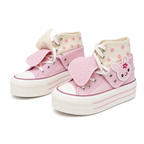 Women's Pink Rabbit Polka Dot High-Top Platform Canvas Sneakers